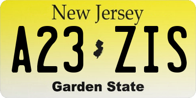 NJ license plate A23ZIS