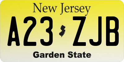 NJ license plate A23ZJB