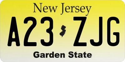 NJ license plate A23ZJG