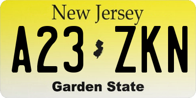 NJ license plate A23ZKN