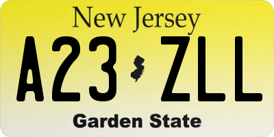NJ license plate A23ZLL