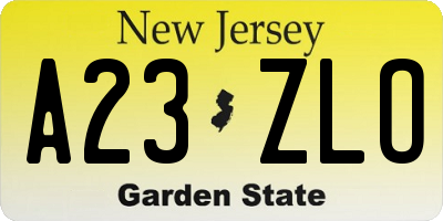 NJ license plate A23ZLO