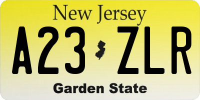 NJ license plate A23ZLR