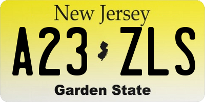 NJ license plate A23ZLS