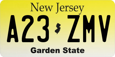 NJ license plate A23ZMV