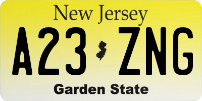NJ license plate A23ZNG