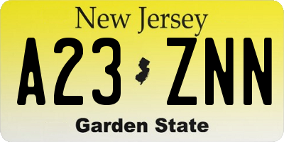 NJ license plate A23ZNN
