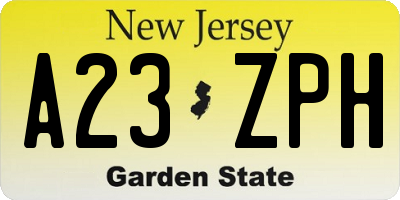 NJ license plate A23ZPH