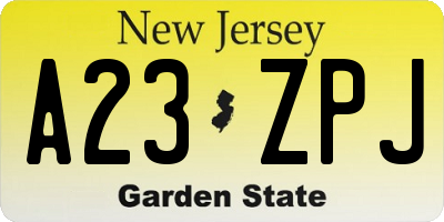 NJ license plate A23ZPJ