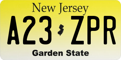 NJ license plate A23ZPR