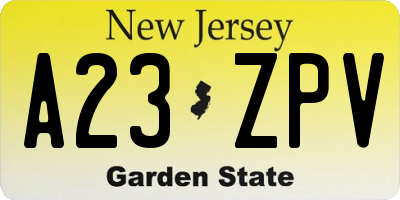 NJ license plate A23ZPV