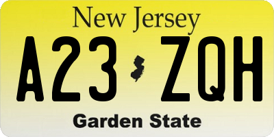 NJ license plate A23ZQH