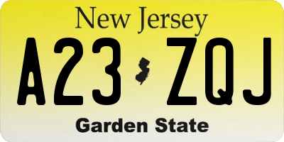 NJ license plate A23ZQJ