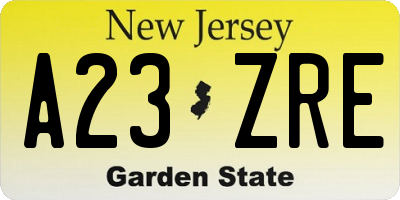 NJ license plate A23ZRE