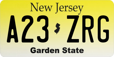 NJ license plate A23ZRG