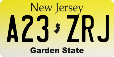 NJ license plate A23ZRJ