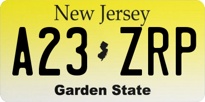 NJ license plate A23ZRP