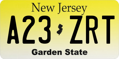 NJ license plate A23ZRT