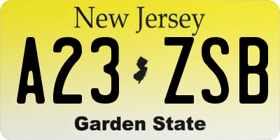 NJ license plate A23ZSB