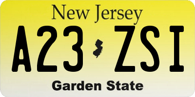 NJ license plate A23ZSI
