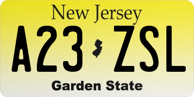 NJ license plate A23ZSL