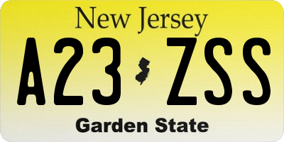 NJ license plate A23ZSS