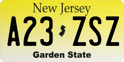 NJ license plate A23ZSZ