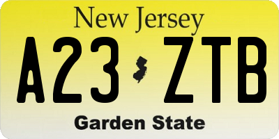 NJ license plate A23ZTB