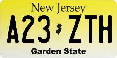 NJ license plate A23ZTH