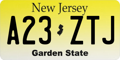NJ license plate A23ZTJ