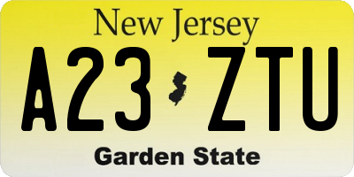 NJ license plate A23ZTU