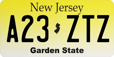 NJ license plate A23ZTZ