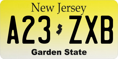 NJ license plate A23ZXB