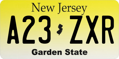 NJ license plate A23ZXR