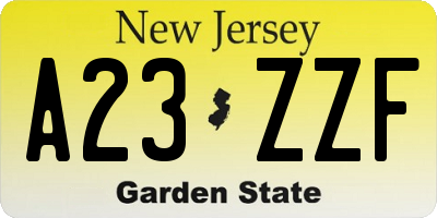 NJ license plate A23ZZF