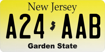 NJ license plate A24AAB