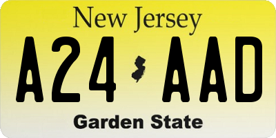 NJ license plate A24AAD