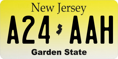 NJ license plate A24AAH