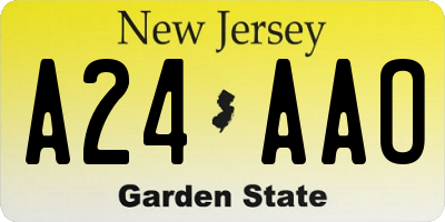 NJ license plate A24AAO