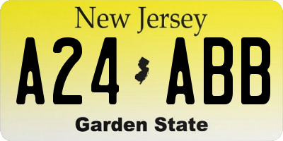 NJ license plate A24ABB