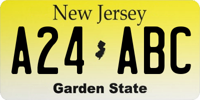 NJ license plate A24ABC