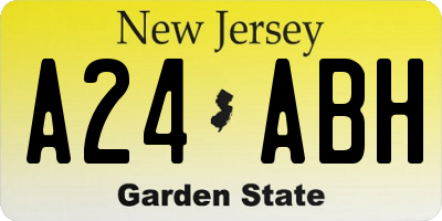 NJ license plate A24ABH