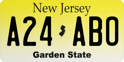 NJ license plate A24ABO