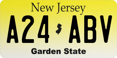 NJ license plate A24ABV