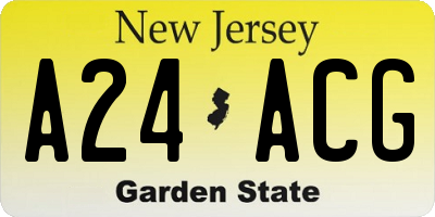 NJ license plate A24ACG