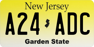NJ license plate A24ADC