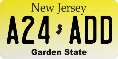 NJ license plate A24ADD