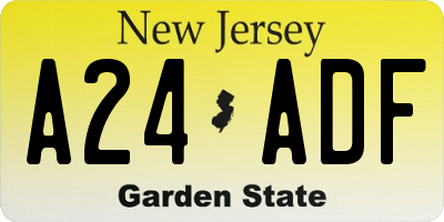 NJ license plate A24ADF