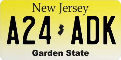 NJ license plate A24ADK