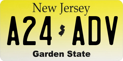 NJ license plate A24ADV